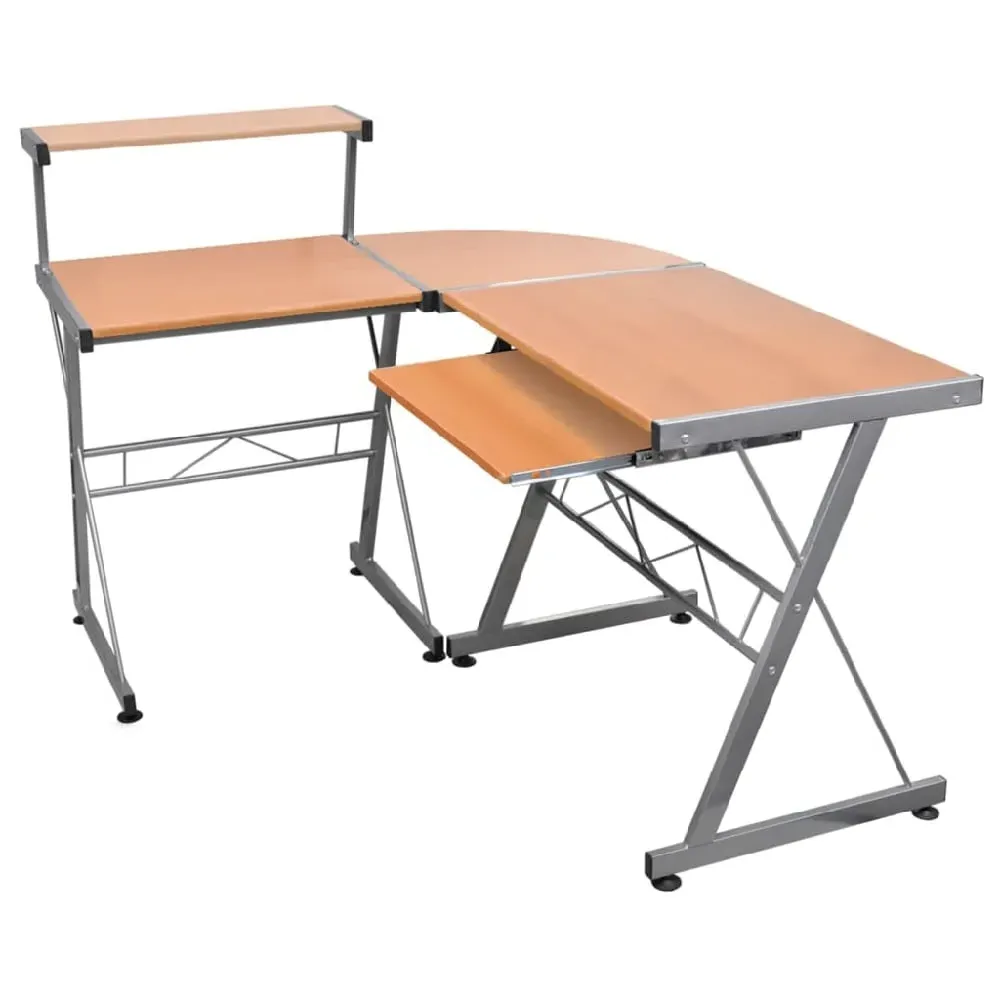 Boulder L-Shaped Corner Computer Desk with Storage - Brown image