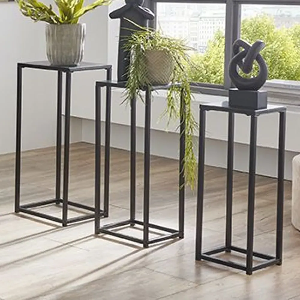 Boulder Metal Set of 3 Planters - Black image