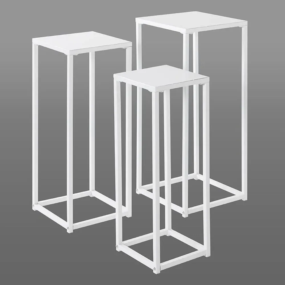 Boulder Metal Set of 3 Planters - White