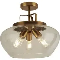 Boule 3 Light Semi Flush Ceiling Light - Bronze, Glass
