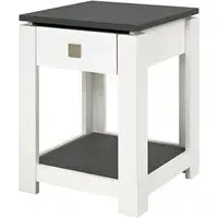Bouse 1 Drawer Side Table - White, MDF