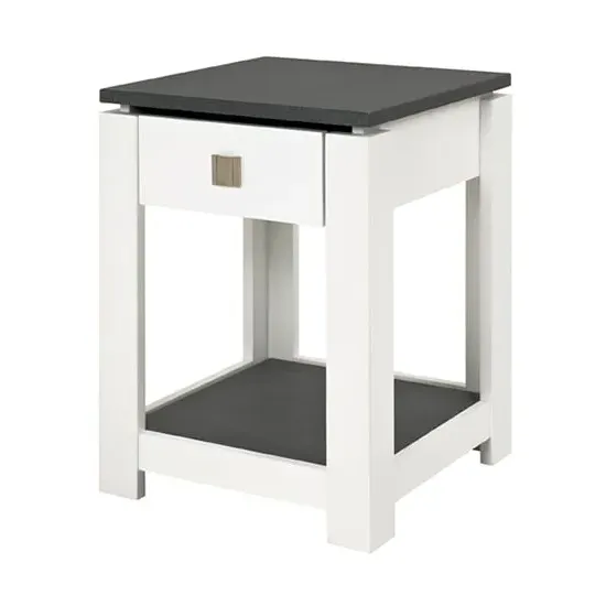 Bouse 1 Drawer Side Table - White, MDF