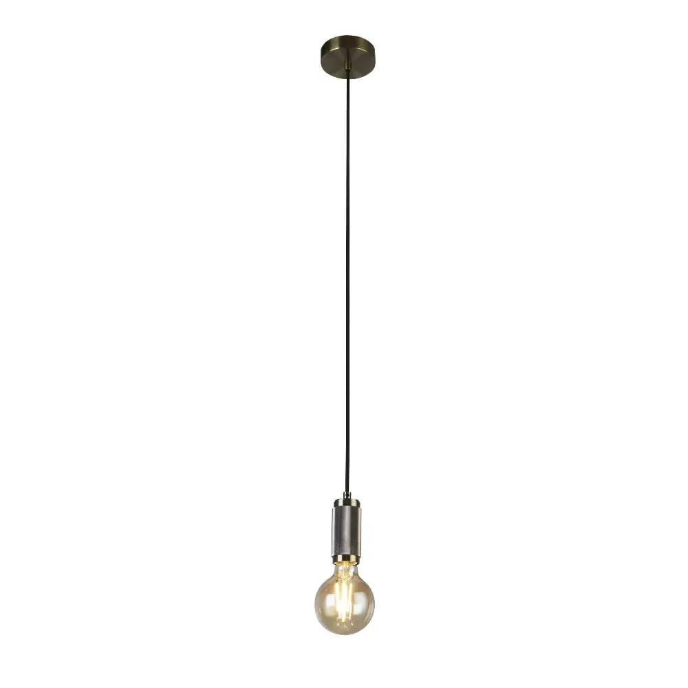 Bowie 1 Light Pendant Light with Braided Cable - Antique Brass image