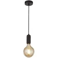 Bowie 1 Light Pendant Light with Braided Cable - Black
