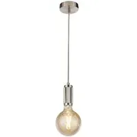 Bowie 1 Light Pendant Light with Braided Cable - Satin Silver