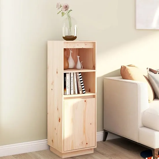 Bowie Storage Cabinet with Door - Natural, Pine Wood