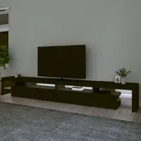 Bowie TV Stand with LED Lights - Black, Engineered Wood