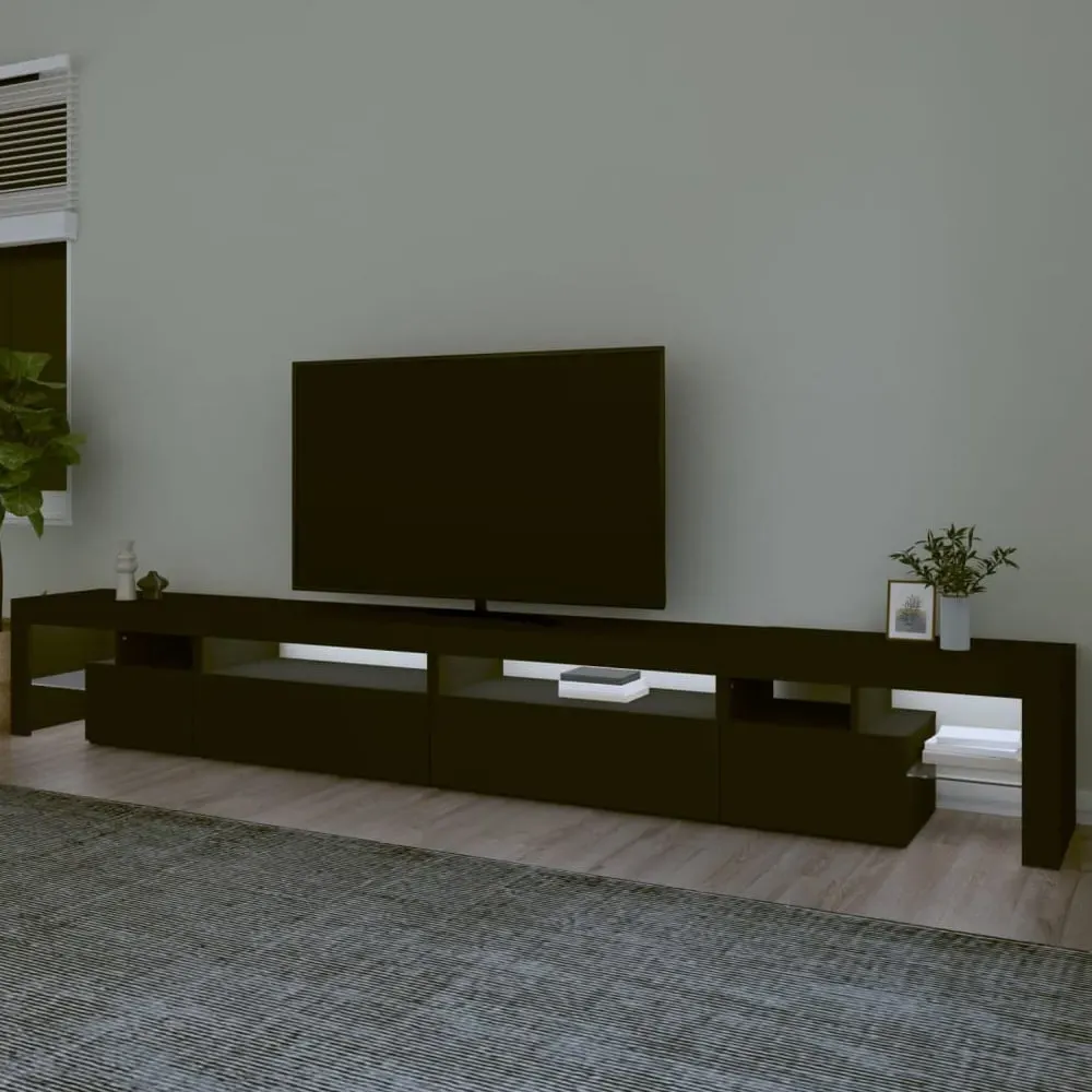 Bowie TV Stand with LED Lights - Black, Engineered Wood