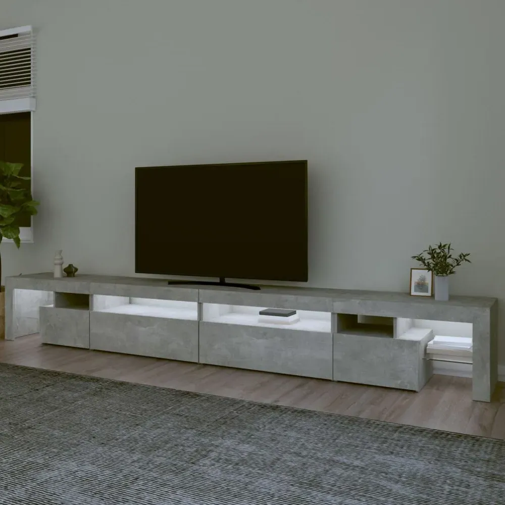Bowie TV Stand with LED Lights - Concrete Grey, Engineered Wood product