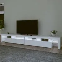 Bowie TV Stand with LED Lights - White, Engineered Wood