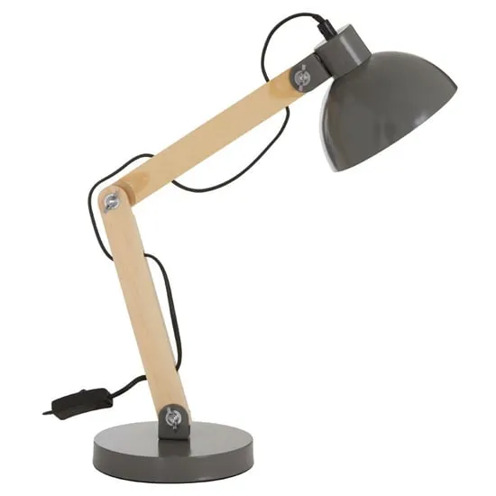Bowin Adjustable Table Lamp - Grey, Wood