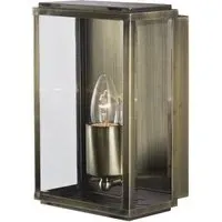 Box Rectangular Outdoor Wall Light - Antique Brass, Bevelled Glass