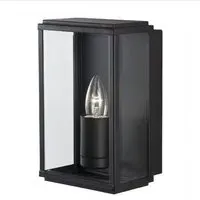 Box Rectangular Outdoor Wall Light - Black, Bevelled Glass
