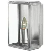 Box Rectangular Outdoor Wall Light - Satin Silver, Bevelled Glass