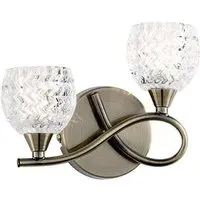 Boyer 2 Light Left Wall Light - Antique Brass, Glass