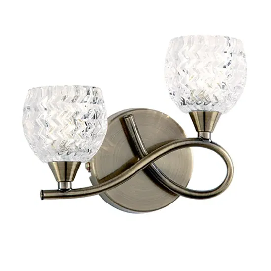 Boyer 2 Light Left Wall Light - Antique Brass, Glass image