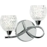 Boyer 2 Light Left Wall Light - Chrome, Glass