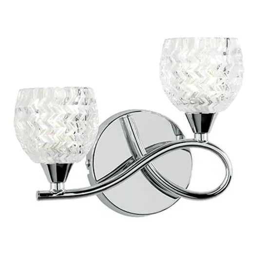 Boyer 2 Light Left Wall Light - Chrome, Glass