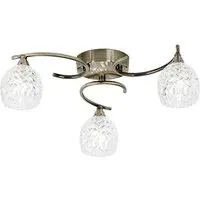 Boyer 3 Lights Semi Flush Ceiling Light - Antique Brass, Glass