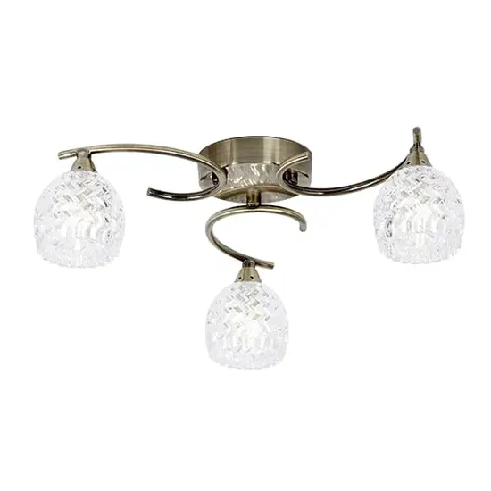 Boyer 3 Lights Semi Flush Ceiling Light - Antique Brass, Glass image