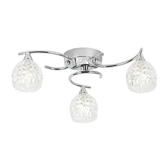 Boyer 3 Lights Semi Flush Ceiling Light - Chrome, Glass