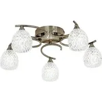 Boyer 5 Lights Semi Flush Ceiling Light - Antique Brass, Glass