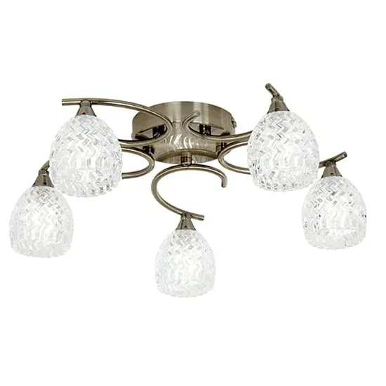 Boyer 5 Lights Semi Flush Ceiling Light - Antique Brass, Glass