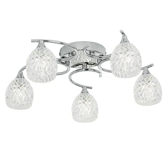 Boyer 5 Lights Semi Flush Ceiling Light - Chrome, Glass