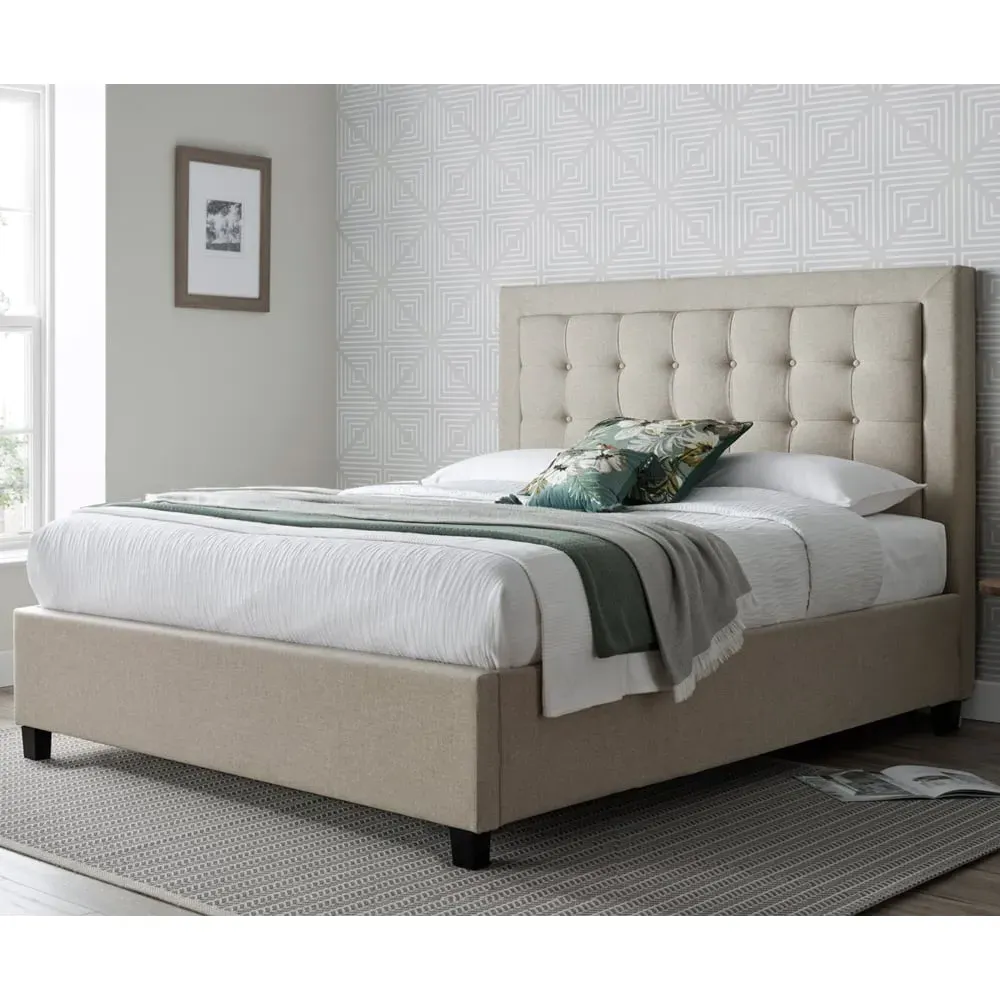 Bradenton Double Ottoman Bed with Storage - Oatmeal, Fabric