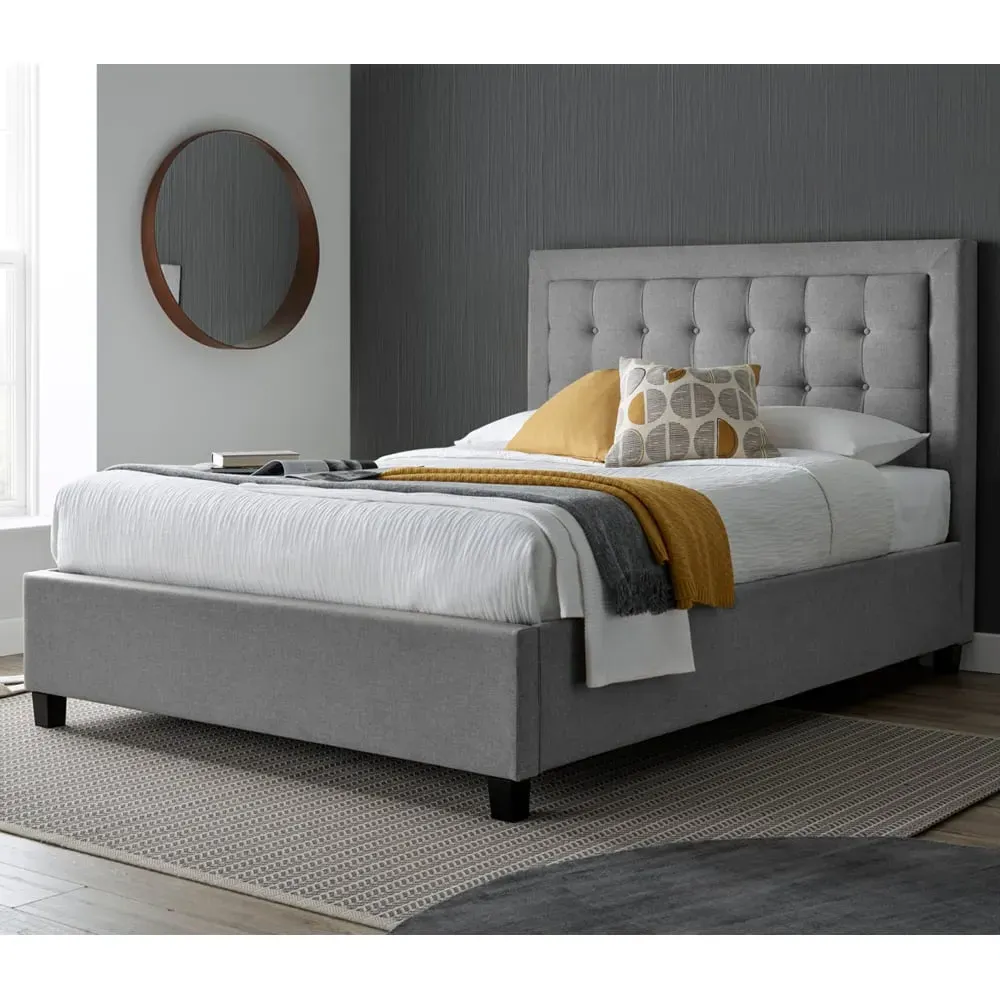 Bradenton King Size Ottoman Bed with Storage - Grey, Fabric