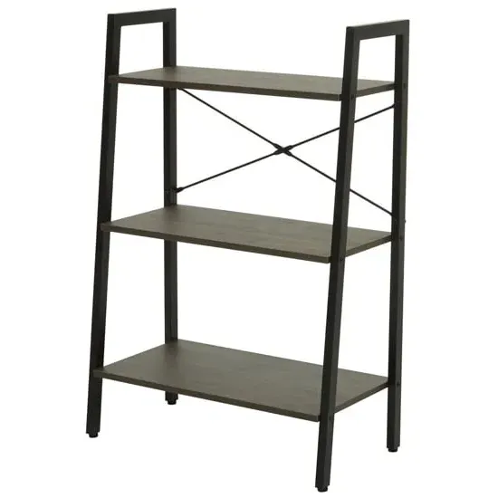 Bradken 3-Tier Shelving Unit - Black, Dark Oak image
