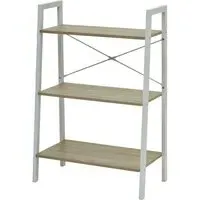 Bradken 3-Tier Shelving Unit - White, Natural Oak