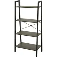 Bradken 4-Tier Shelving Unit - Black, Dark Oak