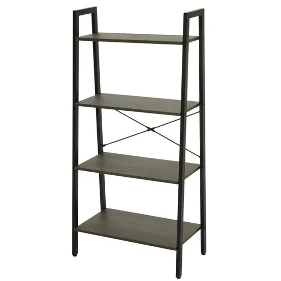 Bradken 4-Tier Shelving Unit - Black, Dark Oak