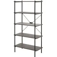 Bradken 5-Tier Shelving Unit - Black, Dark Oak