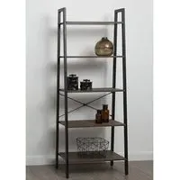 Bradken 5-Tier Shelving Unit - Black, Dark Oak