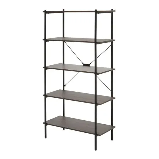Bradken 5-Tier Shelving Unit - Black, Dark Oak