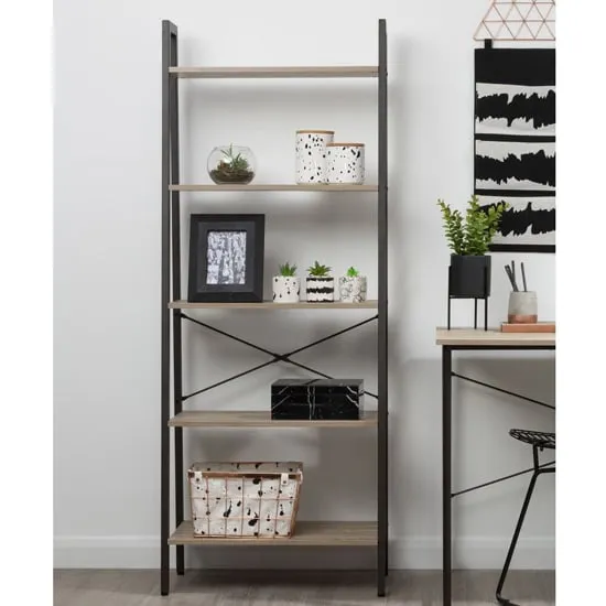 Bradken 5-Tier Shelving Unit - Grey, Oak