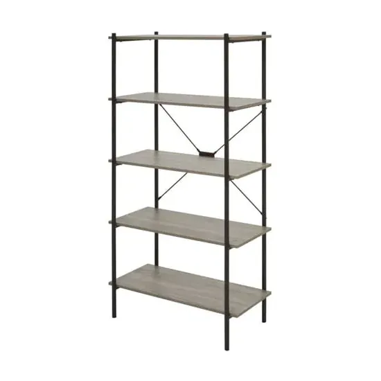 Bradken 5-Tier Shelving Unit - White, Grey Oak
