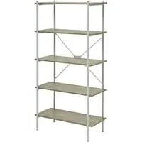 Bradken 5-Tier Shelving Unit - White, Natural Oak
