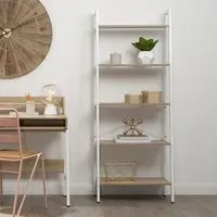 Bradken 5-Tier Shelving Unit - White, Natural Oak
