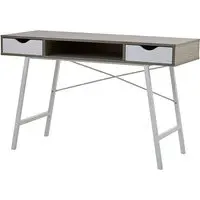 Bradken Computer Desk with 2 Drawers - Light Oak, White