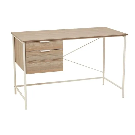 Bradken Computer Desk with Drawers - White, Oak image