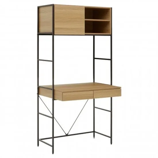 Bradken Computer Desk with Storage - Brown, Natural Oak