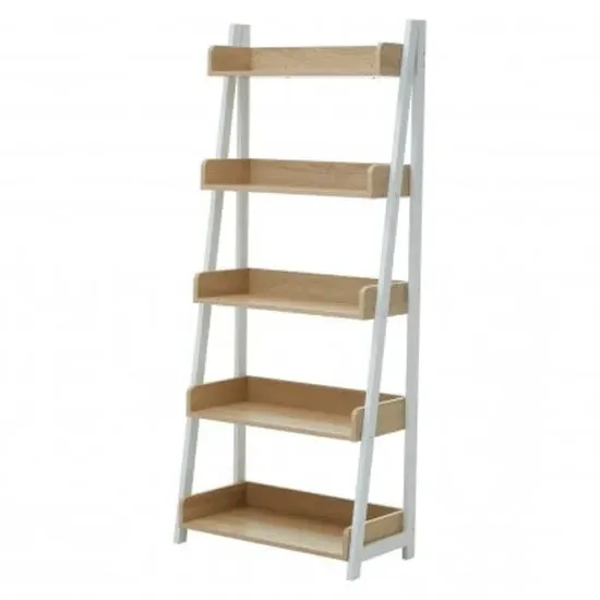 Bradken Ladder 5-Tier Shelving Unit - Light Oak