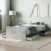 Braga Single Bed with Drawers - Concrete Effect, Wood