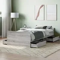 Braga Single Bed with Drawers - Grey, Wood