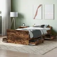Braga Single Bed with Drawers - Smoked Oak, Wood