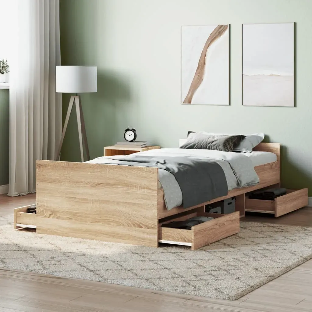 Braga Single Bed with Drawers - Sonoma Oak, Wood image