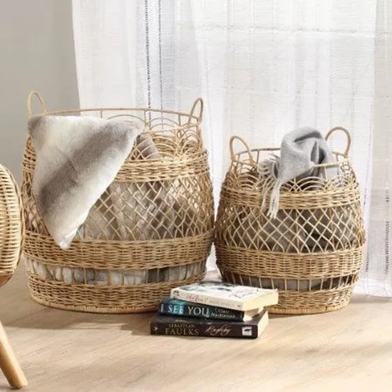 Braila Set of 2 Rattan Storage Baskets - Natural